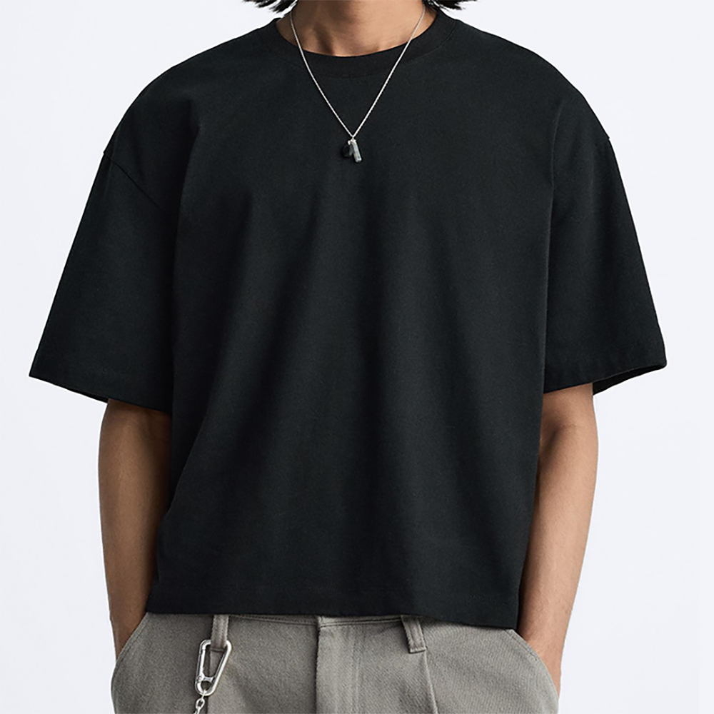 Graphic Print 'Urban Lines' Heavyweight Tee - Charcoal Grey